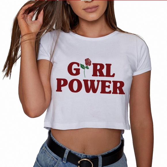 Tops - Girl Power Rose T Shirt Crop Top